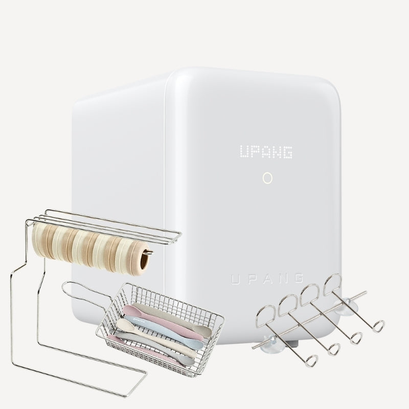 UPANG Signature2 Plus LED Baby Bottle Sterilizer (UP920A+) & Toothbrush Holder & Additional racks (Vertical + Horizontal) Set - Milk White