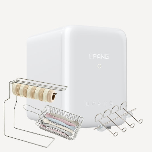 UPANG Signature2 Plus LED Baby Bottle Sterilizer (UP920A+) & Toothbrush Holder & Additional racks (Vertical + Horizontal) Set - Milk White